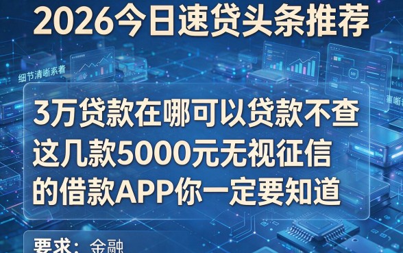 2026今日速贷头条推荐:3万贷款在哪可以贷款不查,这几款5000元无视征信的借款APP你一定要知道