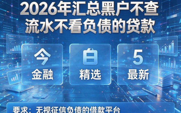 2026年汇总黑户不查流水不看负债的贷款,今日精选5个最新无视征信负债的借款平台