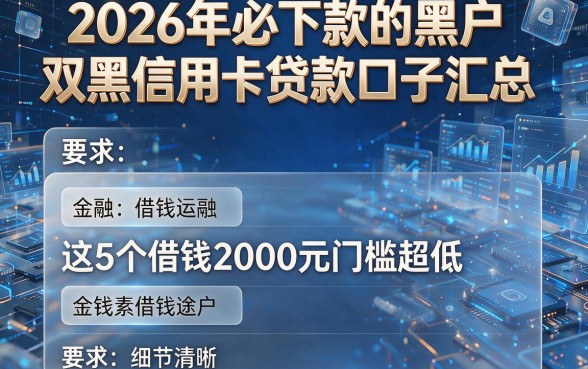 2026年必下款的黑户双黑信用卡贷款口子汇总，这5个借钱2000元门槛超低！