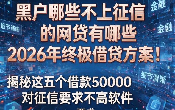 黑户哪些不上征信的网贷有哪些2026年终极借贷方案！揭秘这五个借款50000对征信要求不高软件