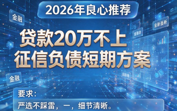 2026年良心推荐：贷款20万不上征信负债短期方案，严选不踩雷！