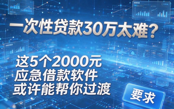 一次性贷款30万太难?这5个2000元应急借款软件或许能帮你过渡