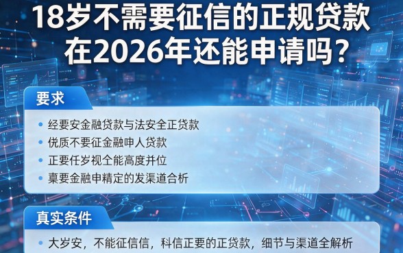 18岁不需要征信的正规贷款在2026年还能申请吗?真实条件与渠道全解析!