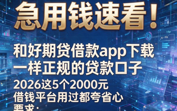 急用钱速看!和好期贷借款app下载一样正规的贷款口子,2026这5个2000元借钱平台用过都夸省心