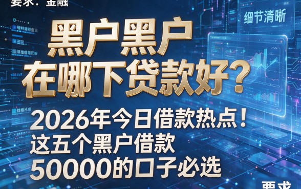 黑户黑户在哪下贷款好?2026年今日借款热点!这五个黑户借款50000的口子必选