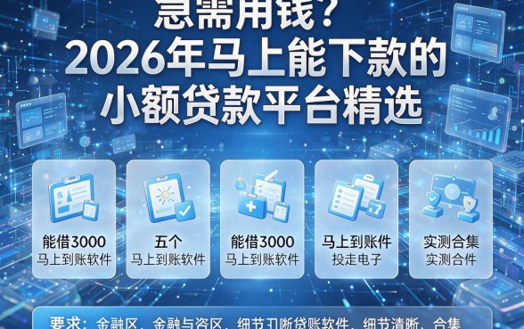 急需用钱?2026年马上能下款的小额贷款平台精选,五个能借3000的马上到账软件实测合集
