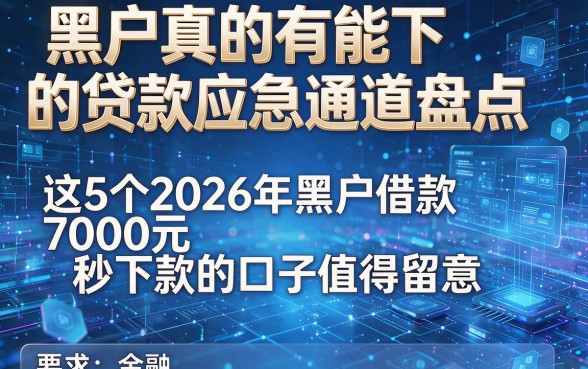 黑户真的有能下的贷款应急通道盘点,这5个2026年黑户借款7000元秒下款的口子值得留意