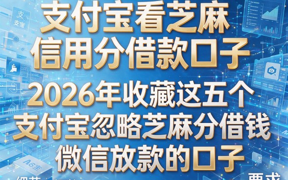 支付宝看芝麻信用分借款口子,2026年收藏这五个支付宝忽略芝麻分借钱微信放款的口子