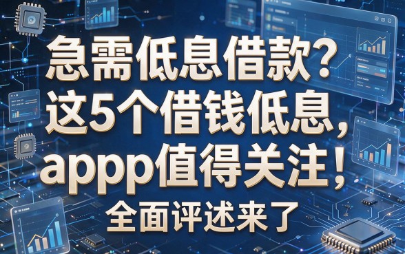 急需低息借款？这5个借钱低息app值得关注，全面评述来了！