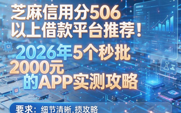 芝麻信用分506以上借款平台推荐:2026年5个秒批2000元的APP实测攻略