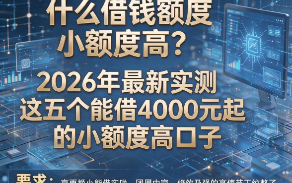 什么借钱额度小额度高？2026年最新实测这五个能借4000元起的小额度高口子