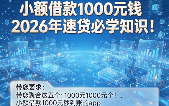 小额借款1000元钱2026年速贷必学知识!带您聚合这五个小额借款1000元秒到账的app