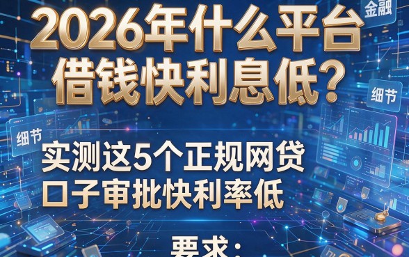 2026年什么平台借钱快利息低？实测这5个正规网贷口子审批快利率低