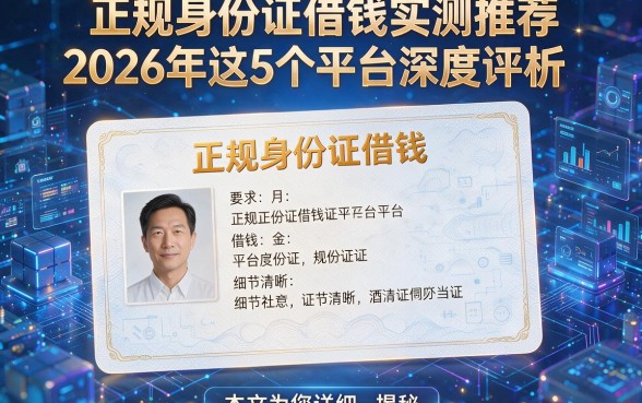 正规身份证借钱实测推荐：2026年这5个平台深度评析，本文为您详细揭秘！