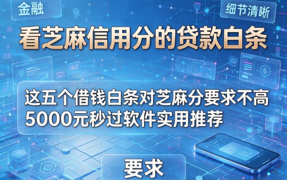 看芝麻信用分的贷款白条,这五个借钱白条对芝麻分要求不高5000元秒过软件实用推荐