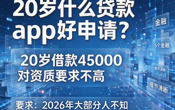 20岁什么贷款app好申请？这5个软件20岁借款45000对资质要求不高，2026年大部分人不知！