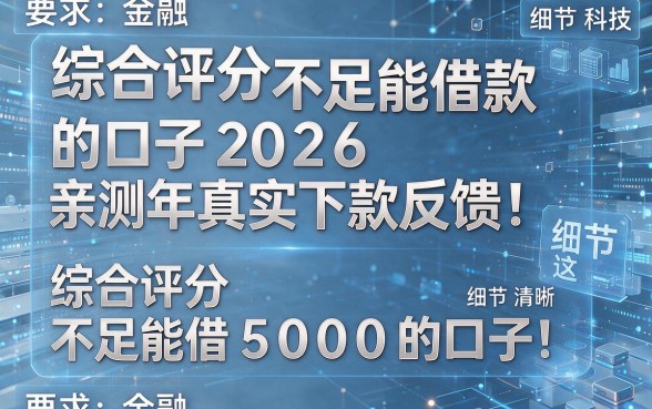 综合评分不足能借款的口子2026年真实下款反馈!亲测这五个综合评分不足能借5000的口子
