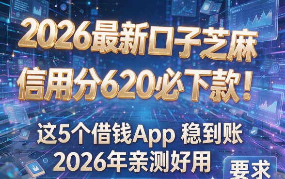 2026最新口子芝麻信用分620必下款！这5个借钱App稳到账，2026年亲测好用