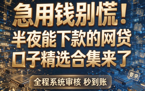 急用钱别慌!半夜能下款的网贷口子精选合集来了,全程系统审核秒到账