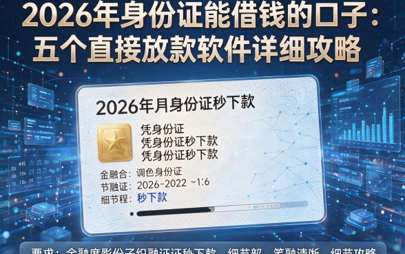 2026年身份证能借钱的口子:五个直接放款软件详细攻略,凭身份证秒下款!