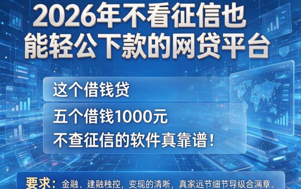 2026年不看征信也能轻松下款的网贷平台,这五个借钱1000元不查征信的软件真靠谱!