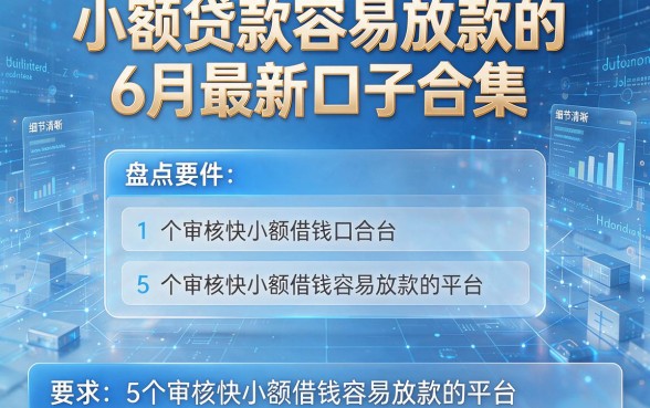 小额贷款容易放款的6月最新口子合集,盘点5个审核快小额借钱容易放款的平台