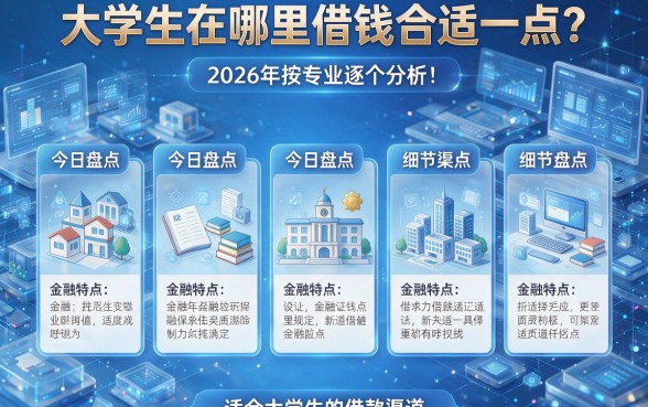 大学生在哪里借钱合适一点？2026年按专业逐个分析！今日盘点五个适合大学生的借款渠道