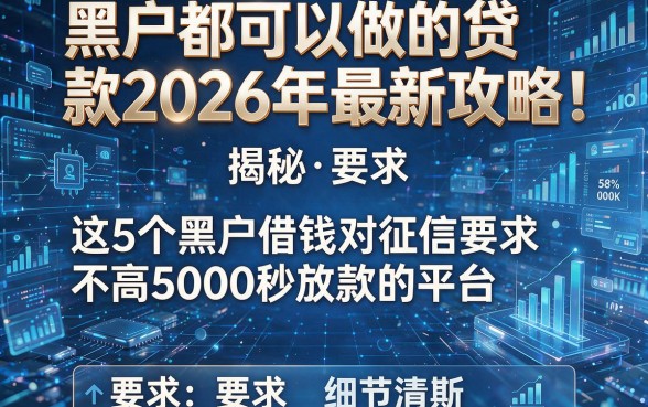 黑户都可以做的贷款2026年最新攻略!揭秘这5个黑户借钱对征信要求不高5000秒放款的平台