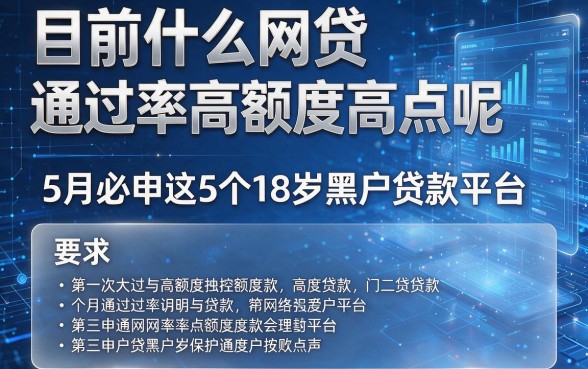 目前什么网贷通过率高额度高点呢,5月必申这5个18岁黑户贷款平台