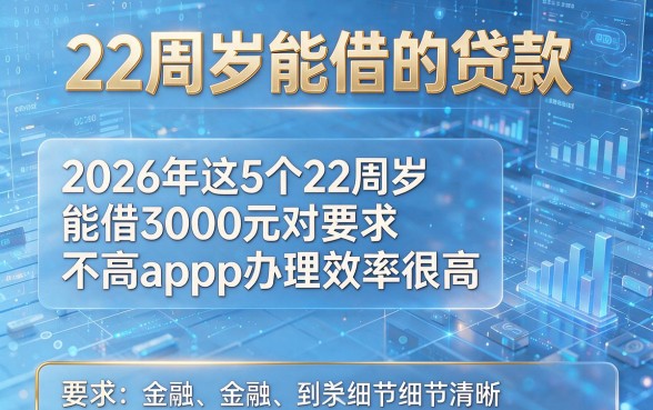 22周岁能借的贷款,2026年这5个22周岁能借3000元对要求不高app办理效率很高