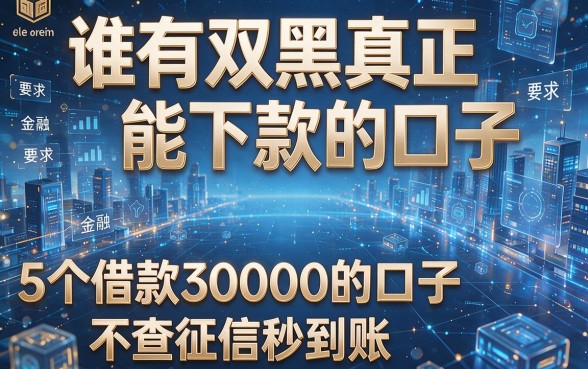 谁有双黑真正能下款的口子，本篇诠释5个借款30000的口子不查征信秒到账