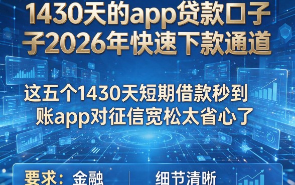 1430天的app贷款口子2026年快速下款通道,这五个1430天短期借款秒到账app对征信宽松太省心了