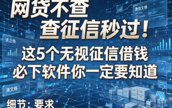 网贷不查征信秒过！这5个无视征信借钱必下软件你一定要知道