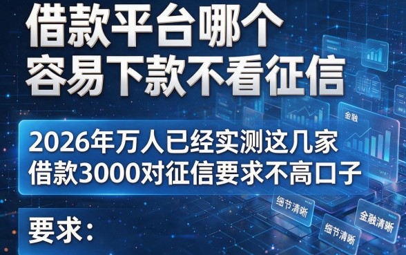 借款平台哪个容易下款不看征信,2026年万人已经实测这几家借款3000对征信要求不高口子