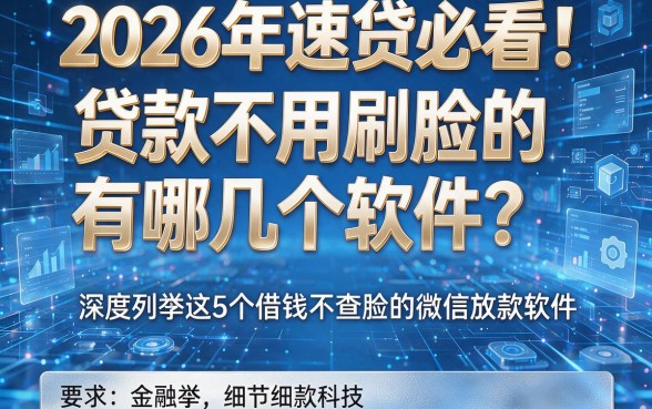 2026年速贷必看！贷款不用刷脸的有哪几个软件？深度列举这5个借钱不查脸的微信放款软件