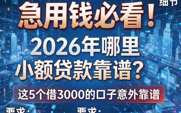 急用钱必看！2026年哪里小额贷款靠谱？这5个借3000的口子意外靠谱