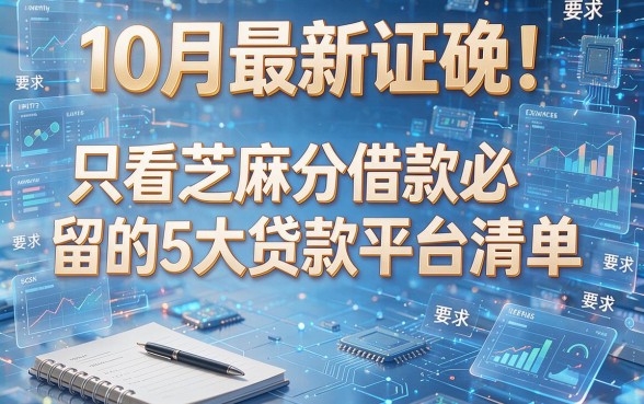 10月最新证实!只看芝麻分借款必留的5大贷款平台清单
