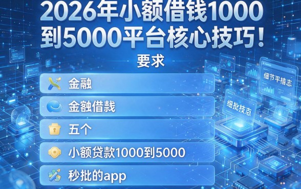 2026年小额借钱1000到5000平台核心技巧!盘点五个小额贷款1000到5000秒批的app