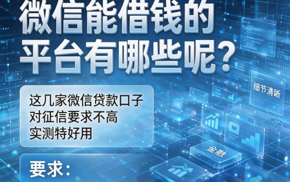 微信能借钱的平台有哪些呢?这几家微信贷款口子对征信要求不高,实测特好用