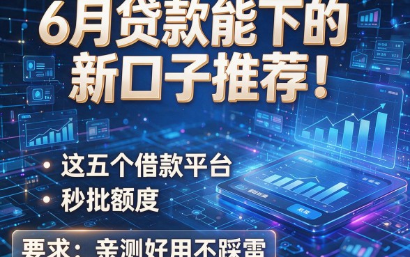 6月贷款能下的新口子推荐!这五个借款平台秒批额度,亲测好用不踩雷