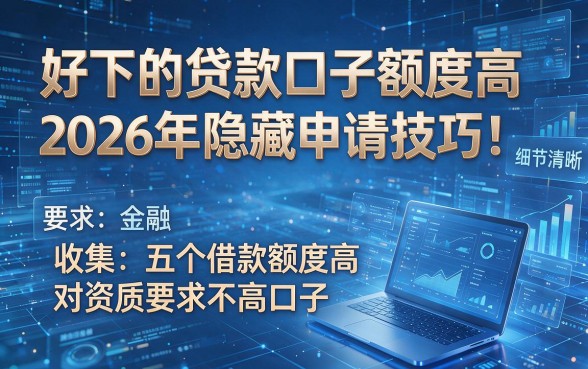 好下的贷款口子额度高2026年隐藏申请技巧!收集五个借款额度高对资质要求不高口子