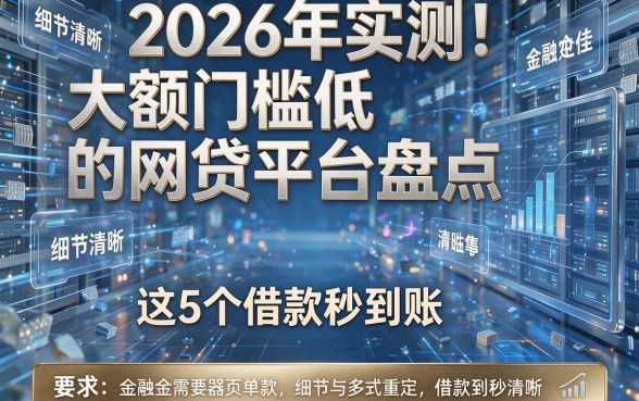 2026年实测!大额门槛低的网贷平台盘点,这5个借款秒到账