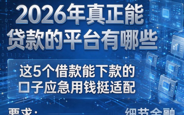 2026年真正能贷款的平台有哪些，这5个借款能下款的口子应急用钱挺适配