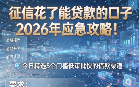 征信花了能贷款的口子2026年应急攻略!今日精选5个门槛低审批快的借款渠道