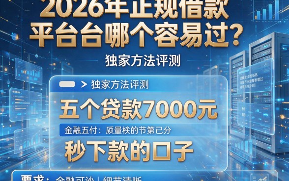 2026年正规借款平台哪个容易过？独家方法评测五个贷款7000元秒下款的口子