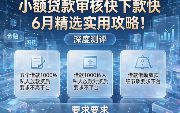 小额贷款审核快下款快6月精选实用攻略！深度测评五个借款1000私人放款对资质要求不高平台