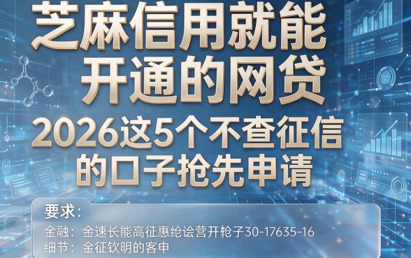 芝麻信用就能开通的网贷,2026这5个不查征信的口子抢先申请!