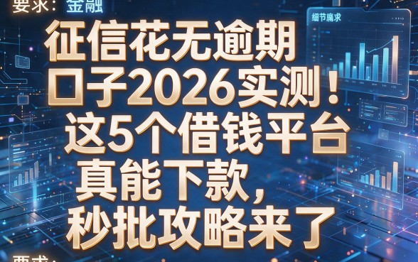 征信花无逾期口子2026实测：这5个借钱平台真能下款，秒批攻略来了