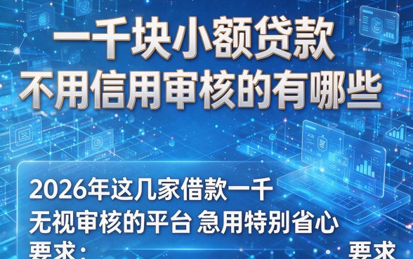 一千块小额贷款不用信用审核的有哪些,2026年这几家借款一千无视审核的平台急用特别省心