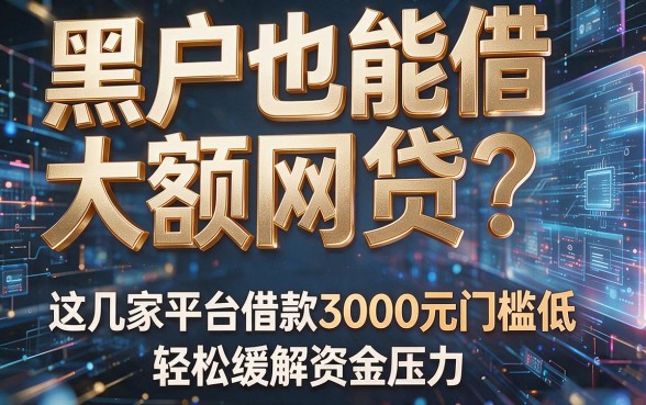 黑户也能借大额网贷?这几家平台借款3000元门槛低,轻松缓解资金压力